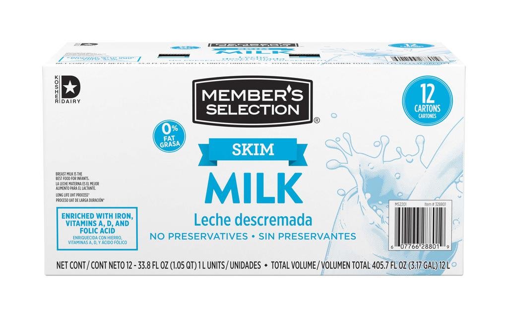 Member's Selection Leche Descremada 12 Unidades / 1 L / 33.81 oz
