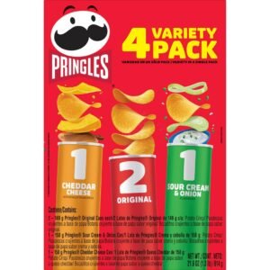 Pringles Papas Sabor Original, Queso y Crema Agria 4 Unidades