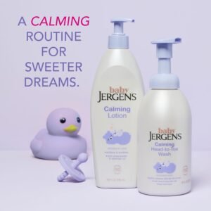 Jergens Baby Duo para una rutina calmante, jabón líquido para bebés de pies a cabeza y loción calmante