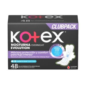Kotex Nocturna Evolution Toallas Femeninas Extra Largas con Alas 48 Unidades